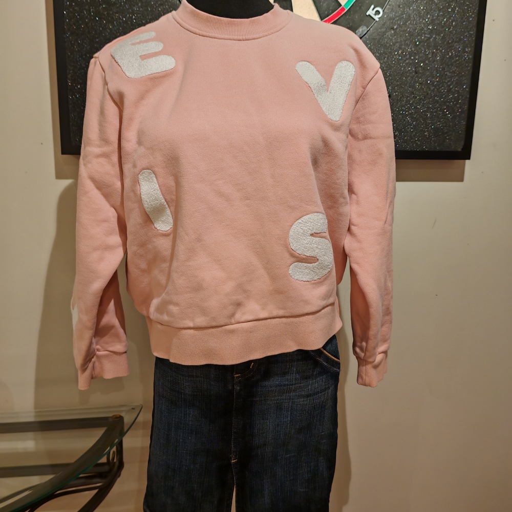 Evisu Pink Crew Neck Sweater with Graphic Design